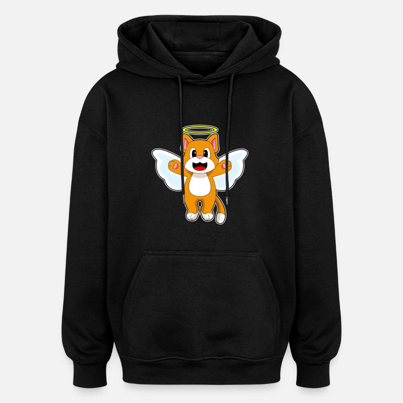 Chat Ange Ailes D’ange - Sweat à capuche oversize unisexe - noir