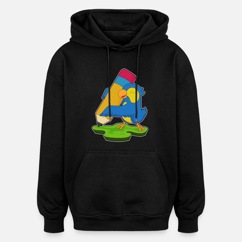 École de crayon Perroquet Pupil - Sweat à capuche oversize unisexe - noir