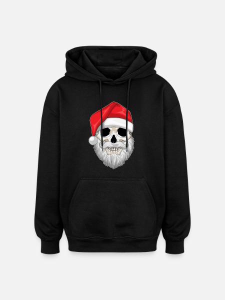 Santa Claus Christmas Skull - Oversized Unisex Hoodie - black