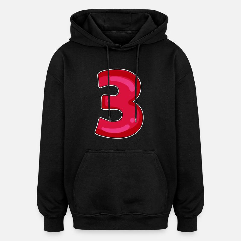 3 - Trois - Sweat à capuche oversize unisexe - noir