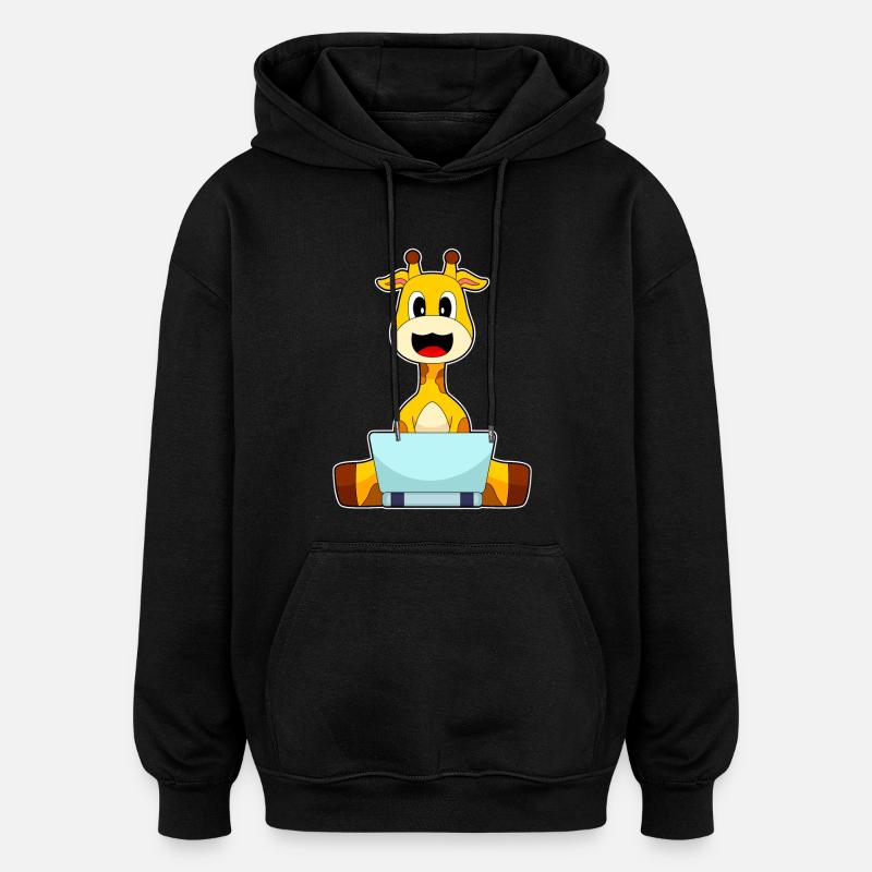 Giraffe Laptop - Oversized Unisex Hoodie - Schwarz