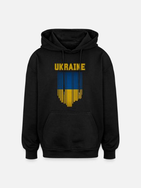 Ukrainian flag, Ukrainian pride - Oversized Unisex Hoodie - black