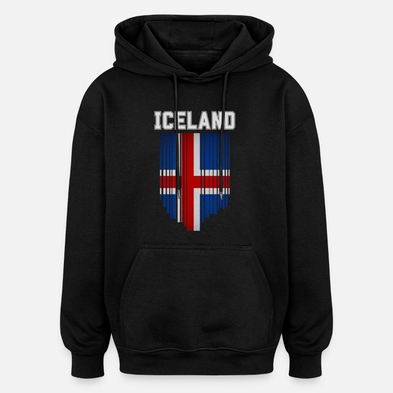 Drapeau de l’Islande, fierté islandaise - Sweat à capuche oversize unisexe - noir