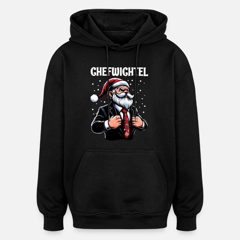 Gnome de Noël en chef - Sweat à capuche oversize unisexe - noir