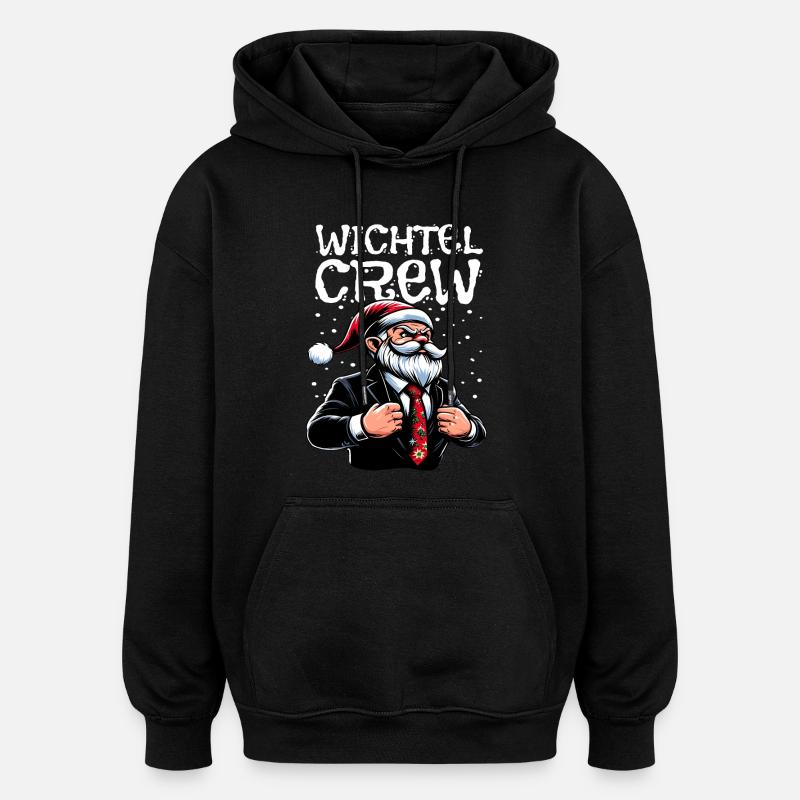Wichtel Crew Weihnachts Gnome - Oversized Unisex Hoodie - Schwarz