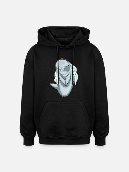 Dolphin Bridal Veil Wedding - Oversized Unisex Hoodie - black