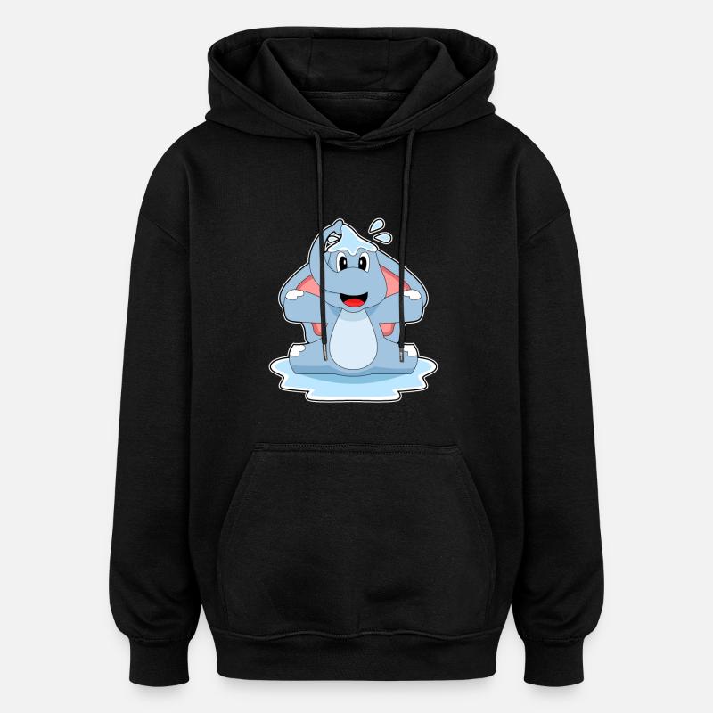 Elefant Planschen Wasser - Oversized Unisex Hoodie - Schwarz