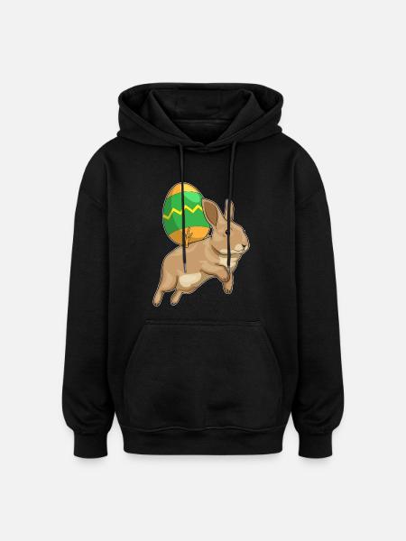 Bunny Easter Riding - Oversized Unisex Hoodie - black
