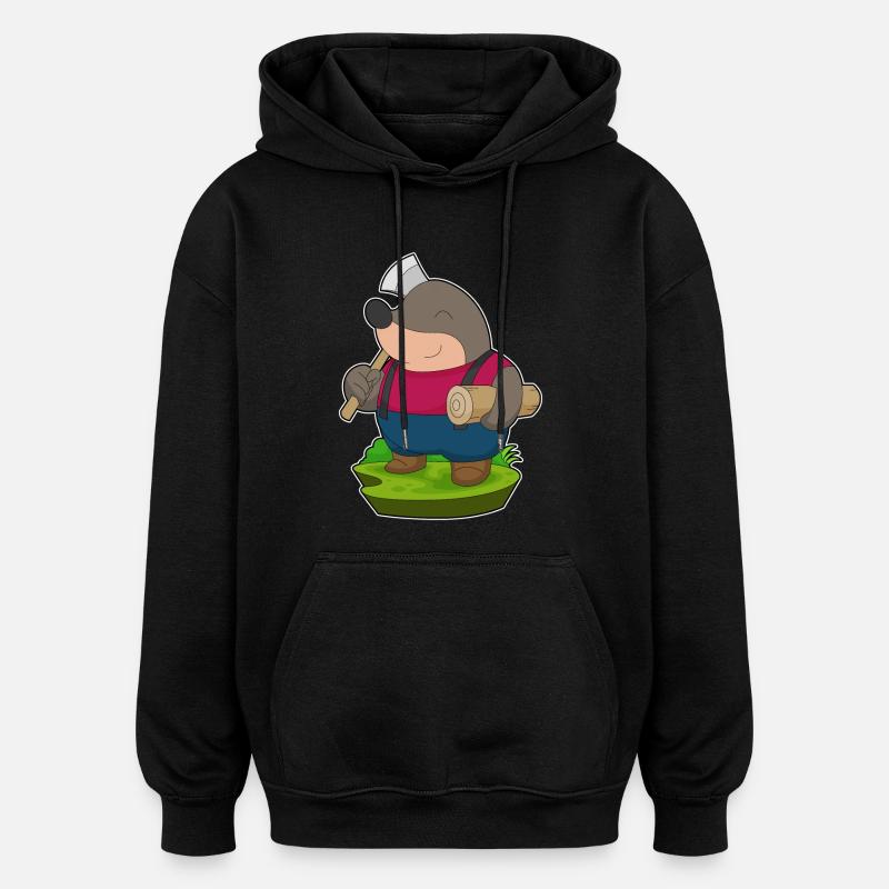 Mole Lumberjack Axe Forest - Oversized Unisex Hoodie - black