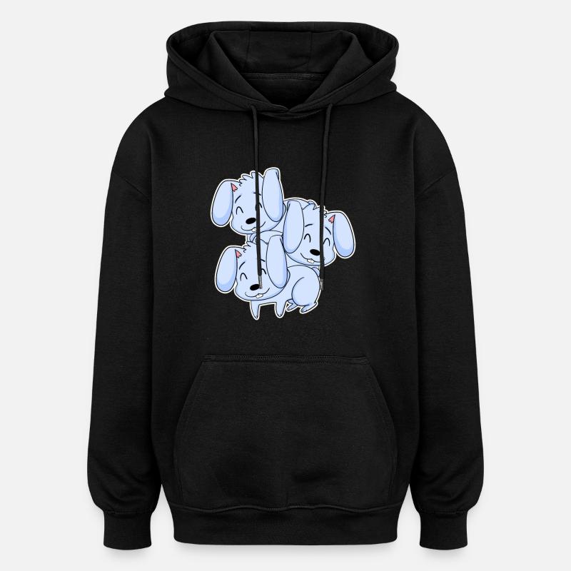 Motif de lapin - Sweat à capuche oversize unisexe - noir