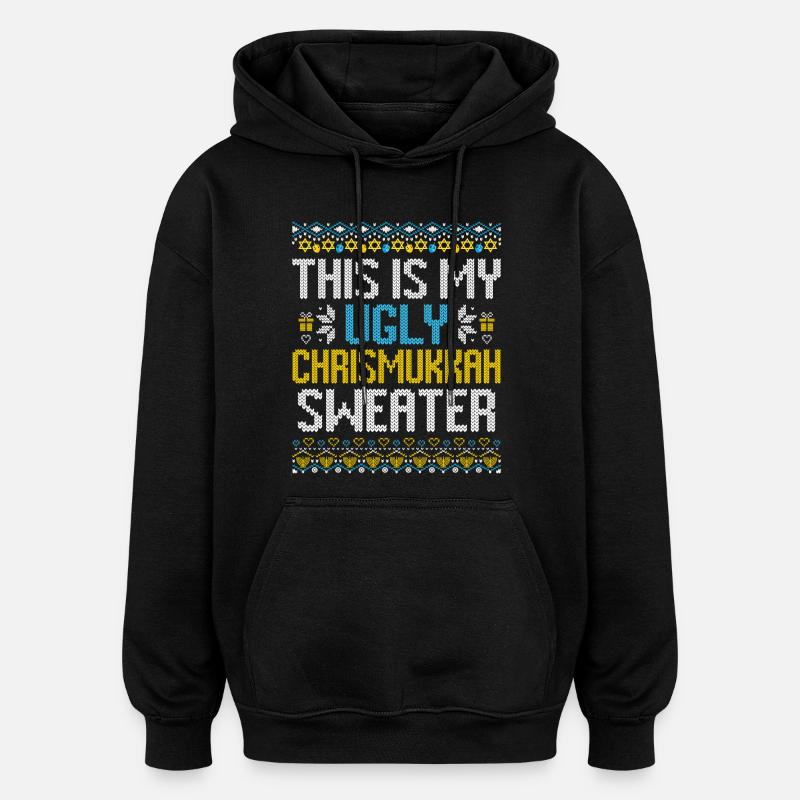 Joyeux Noël Noël Hanoukka Noël - Sweat à capuche oversize unisexe - noir