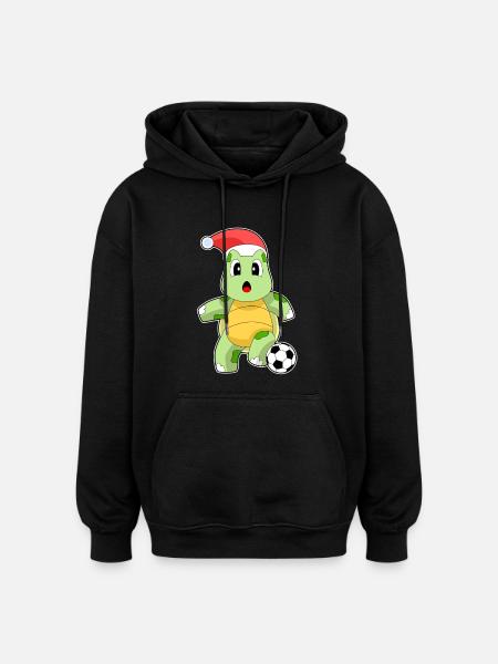 Turtle Christmas Soccer - Oversized Unisex Hoodie - black