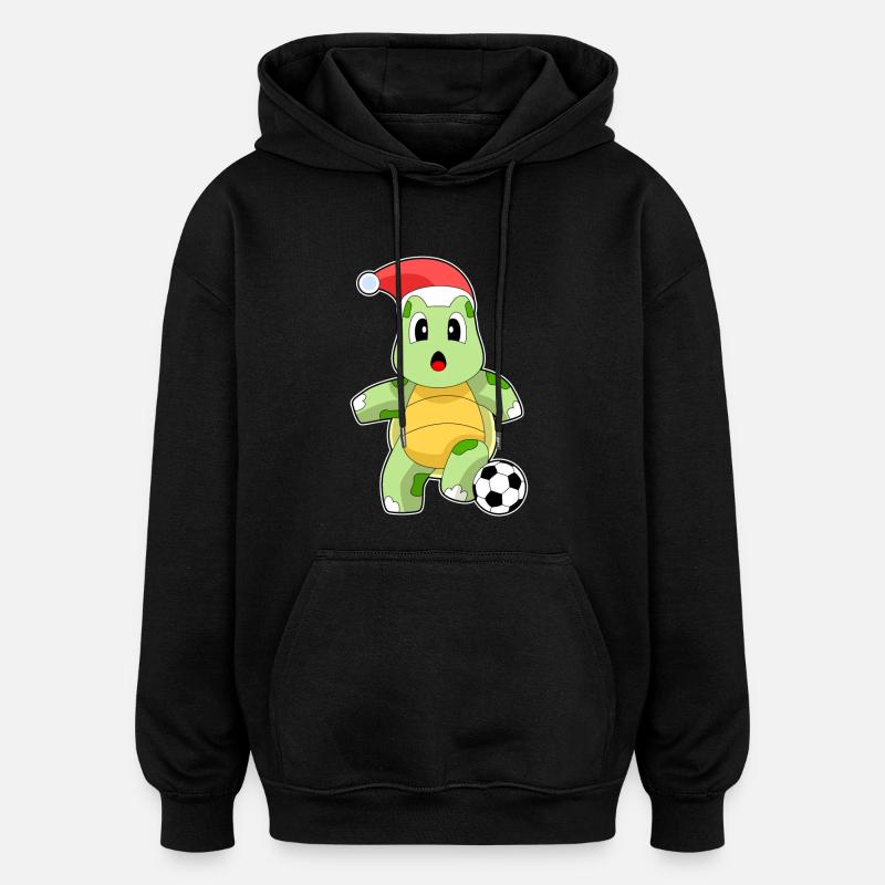 Tortue Noël Football - Sweat à capuche oversize unisexe - noir