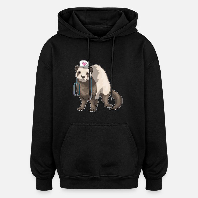 Stéthoscope d’infirmière furet - Sweat à capuche oversize unisexe - noir
