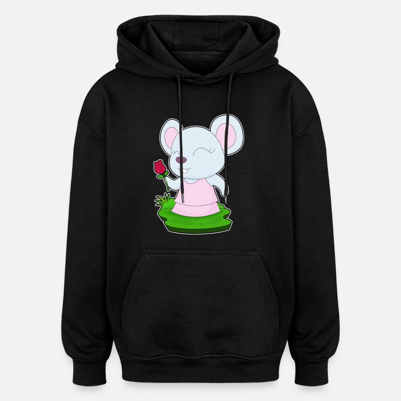 Mouse Rose - Oversized Unisex Hoodie - black