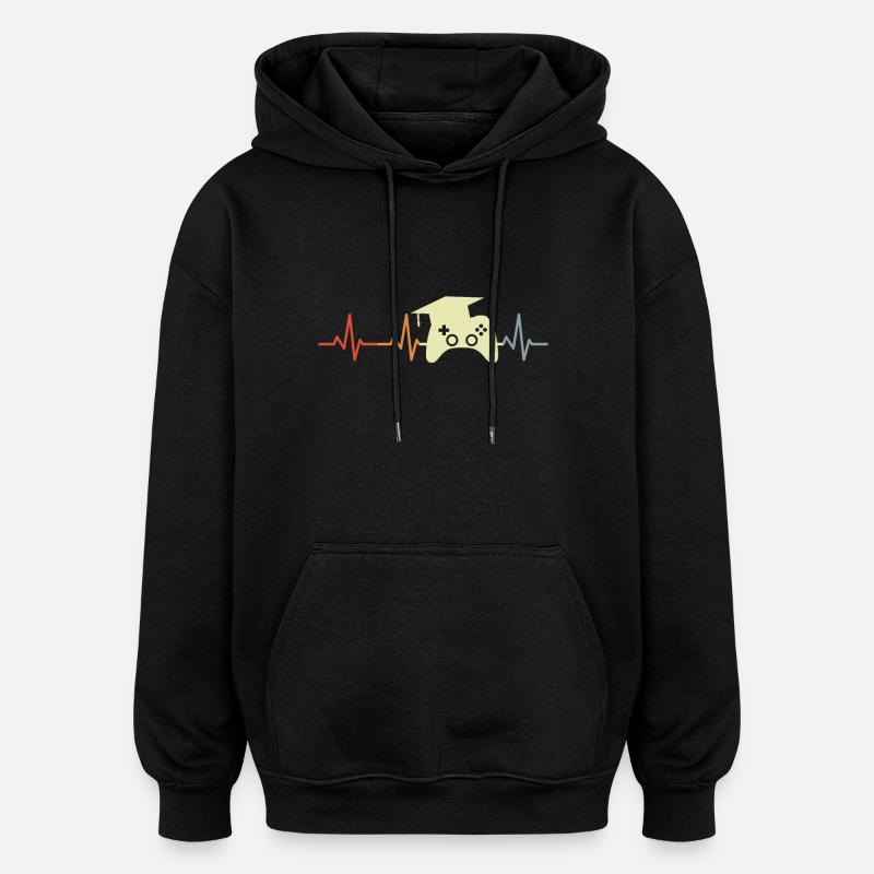Programmeur de jeux Heartbeat - Sweat à capuche oversize unisexe - noir