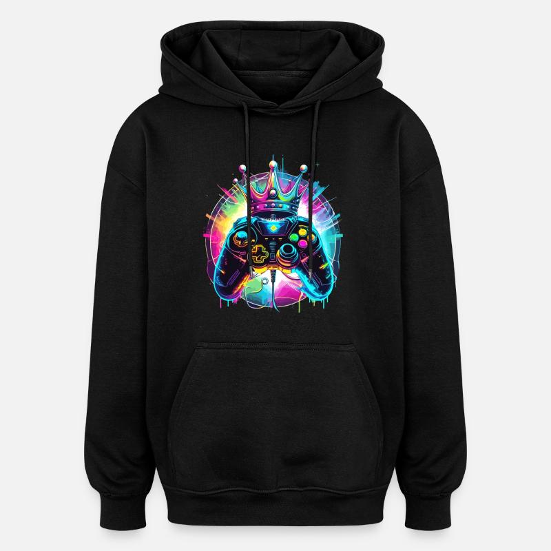 Gaming controller with crown - Oversized Unisex Hoodie - black