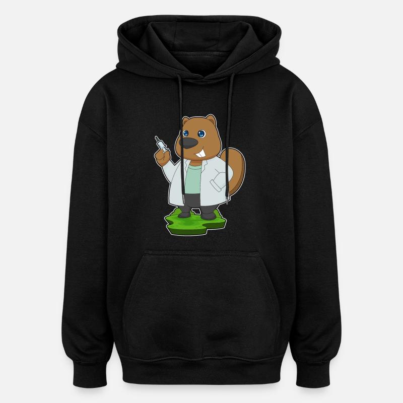 Biber Arzt Spritze - Oversized Unisex Hoodie - Schwarz