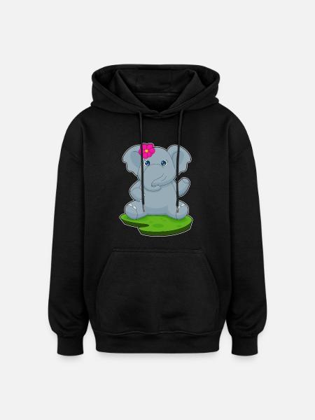 Elephant Flower - Oversized Unisex Hoodie - black