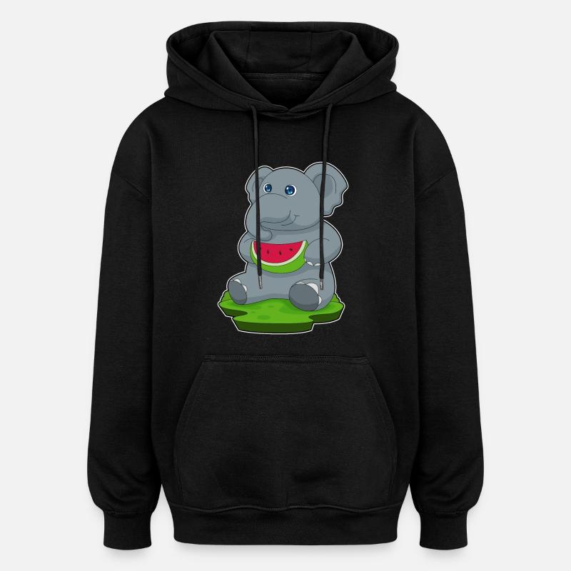 Pastèque éléphant - Sweat à capuche oversize unisexe - noir