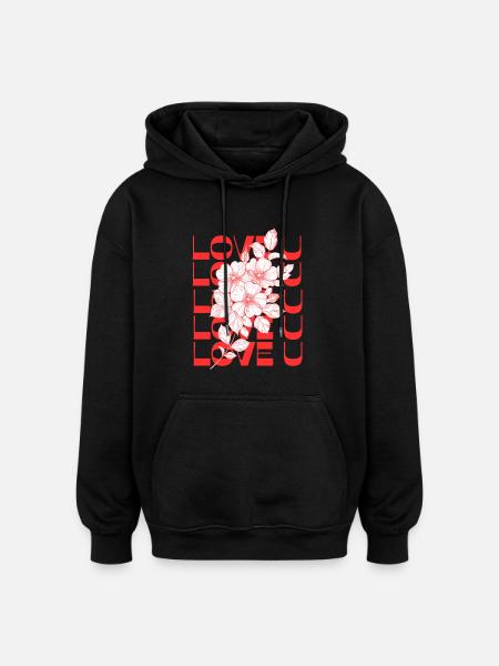 LOVE U - Sweat à capuche oversize unisexe - noir