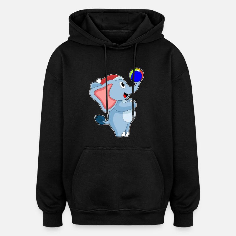 Football de Noël éléphant - Sweat à capuche oversize unisexe - noir