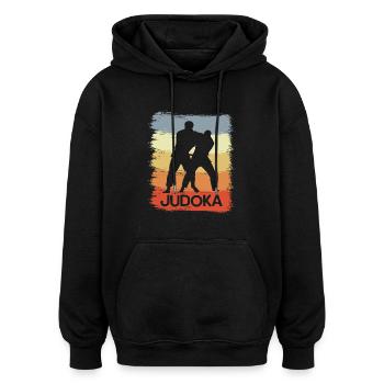 Judoka Sketch - Oversized Unisex Hoodie - black - Front - Noah (186cm)
