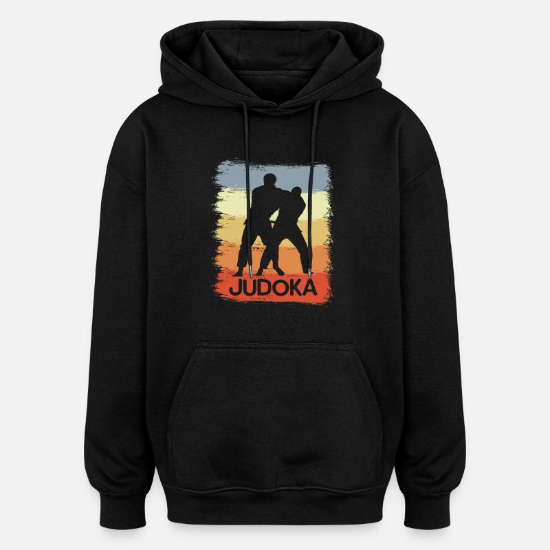 Croquis de judoka - Sweat à capuche oversize unisexe - noir
