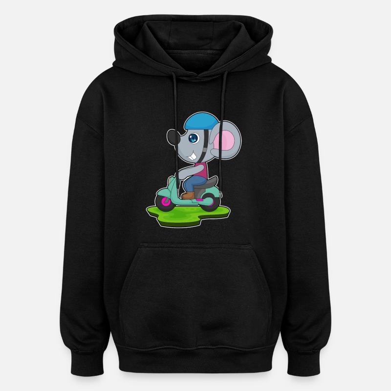 Maus Motorroller - Oversized Unisex Hoodie - Schwarz