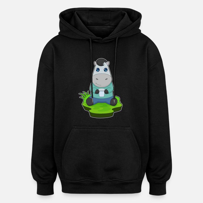 Pferd Wasser Becher - Oversized Unisex Hoodie - Schwarz