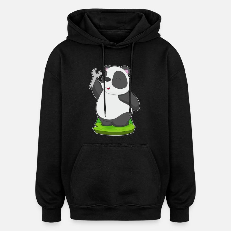 Clé artisanale Panda - Sweat à capuche oversize unisexe - noir