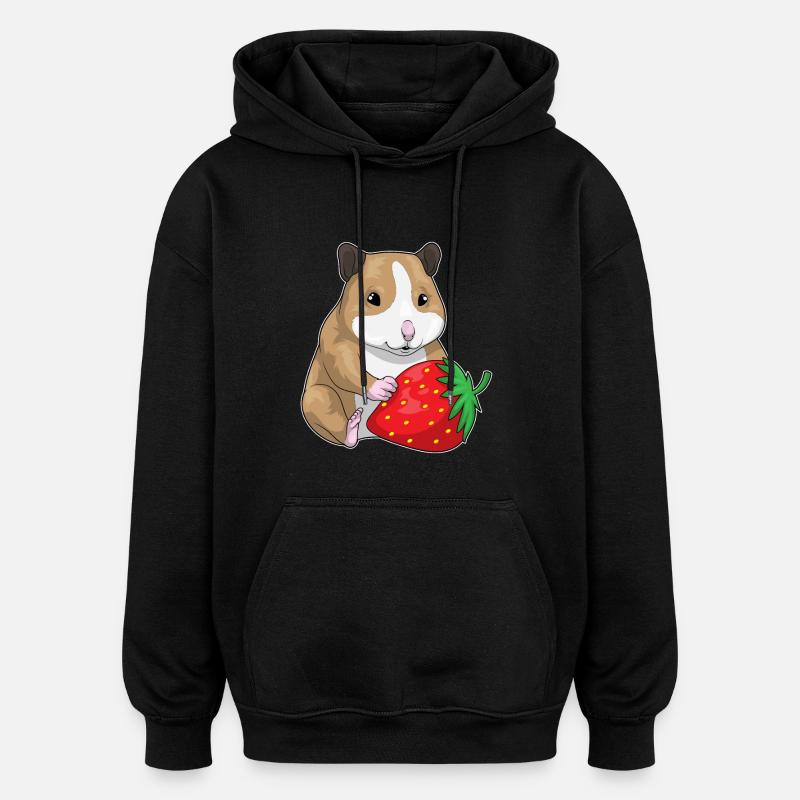 Hamster Fraise Fruit - Sweat à capuche oversize unisexe - noir