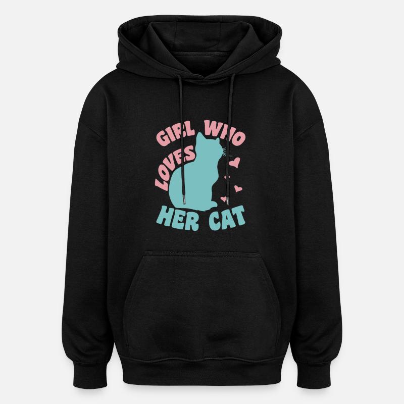 Fille de chat - Sweat à capuche oversize unisexe - noir