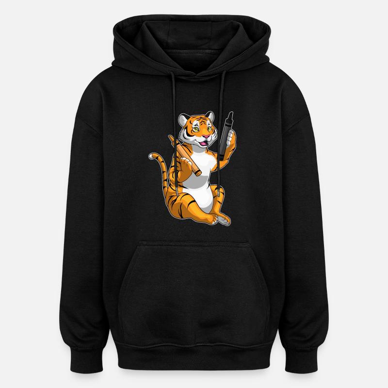 École de crayon Tiger Pupil - Sweat à capuche oversize unisexe - noir