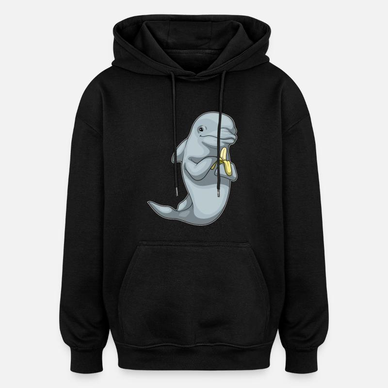 Dauphin Banane Fruit - Sweat à capuche oversize unisexe - noir