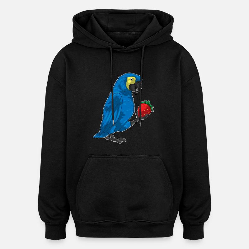 Perroquet Fraise Fruit - Sweat à capuche oversize unisexe - noir