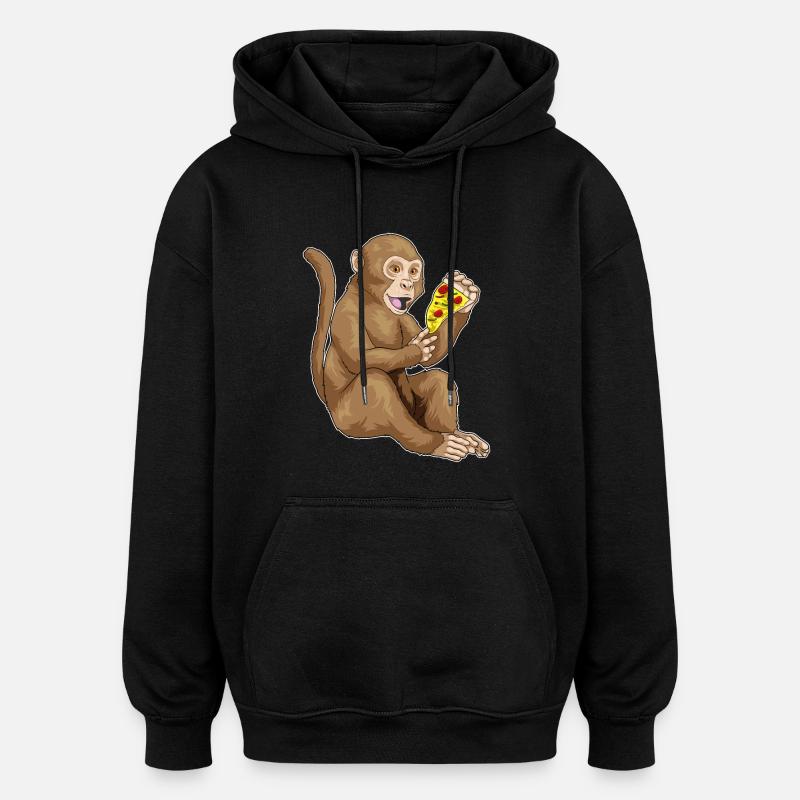 Pizza aux singes - Sweat à capuche oversize unisexe - noir