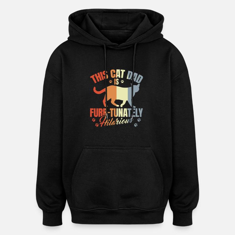 Papa chat - Sweat à capuche oversize unisexe - noir