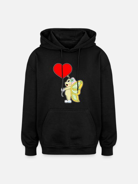Butterfly Bride Heart Wedding - Oversized Unisex Hoodie - black