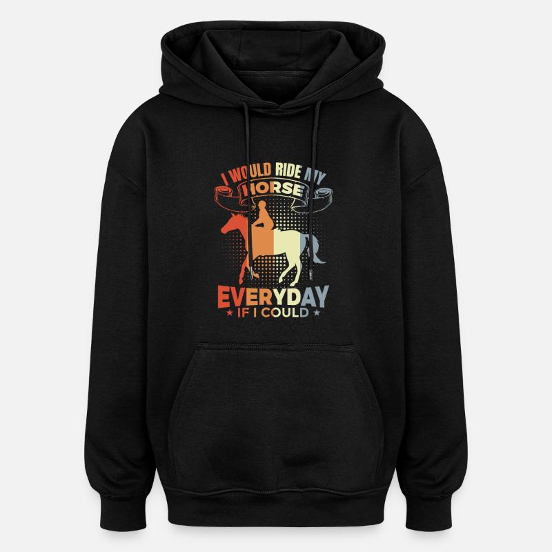 Inspiration du cavalier - Sweat à capuche oversize unisexe - noir