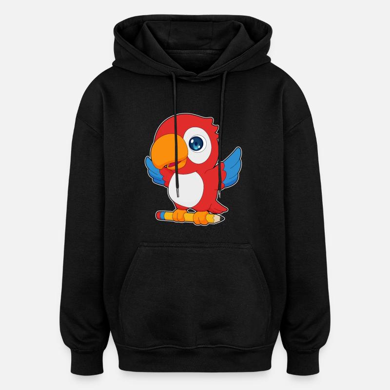 Papagei Schüler Bleistift Schule - Oversized Unisex Hoodie - Schwarz