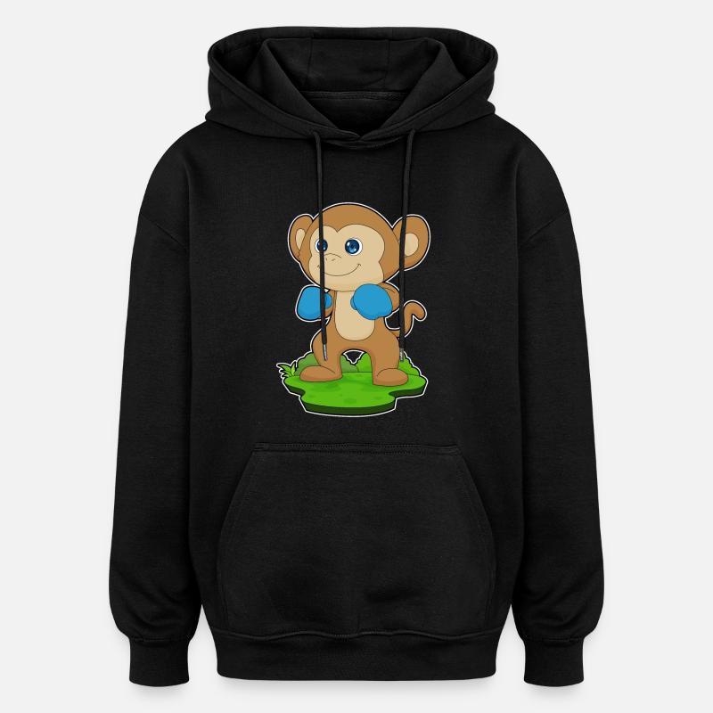 Affe Boxer Boxhandschuhe Boxen - Oversized Unisex Hoodie - Schwarz
