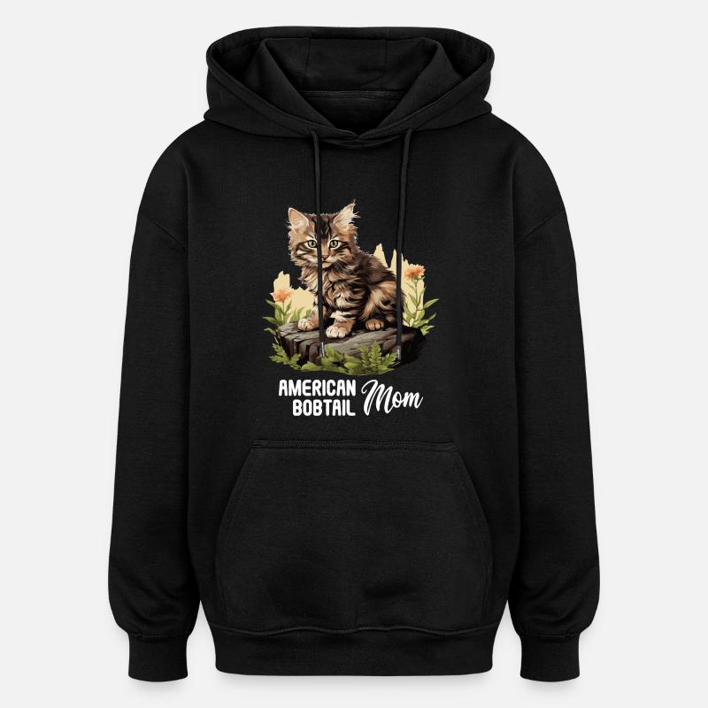 Cat Katzen American Bobtail - Oversized Unisex Hoodie - Schwarz
