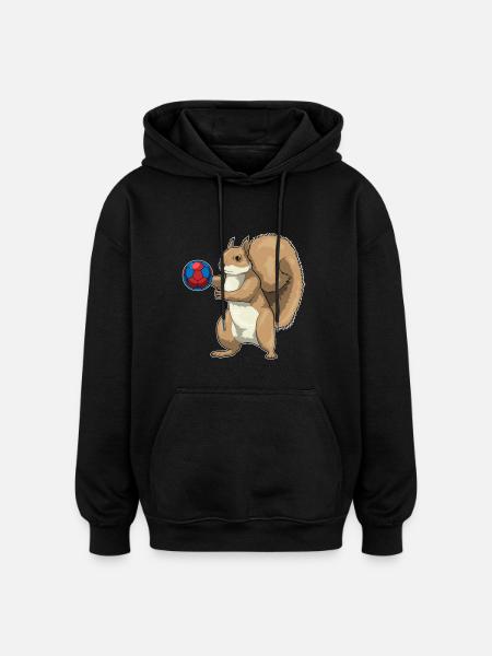 Squirrel Handball Player Handball - Oversized Unisex Hoodie - black