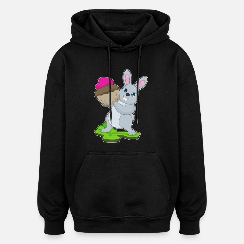 Cupcake lapin - Sweat à capuche oversize unisexe - noir