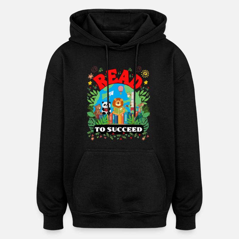 Läs för att lyckas - Presentidé för barnlärare - Oversized luvtröja unisex - svart