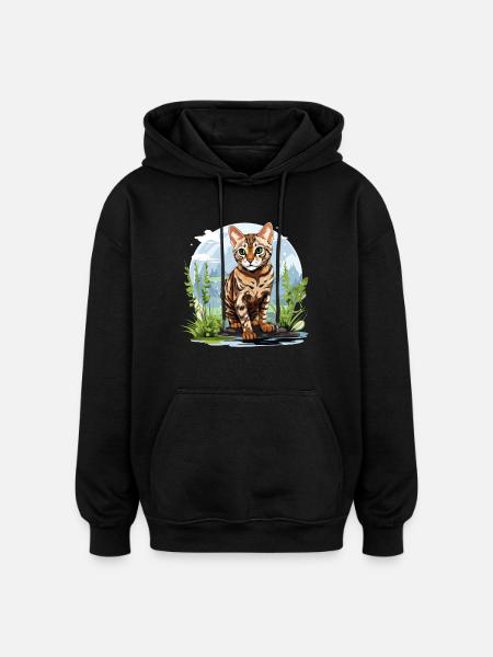 Bengal Cat Bengalkatze - Oversized Unisex Hoodie - Schwarz