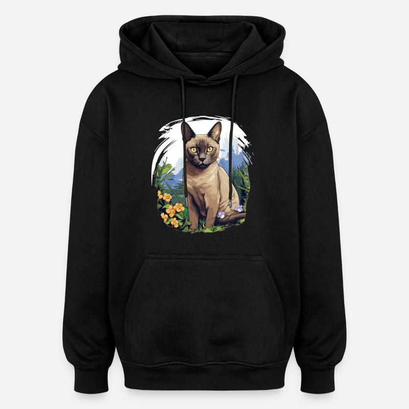 Chat birman Birmanie Katze - Sweat à capuche oversize unisexe - noir