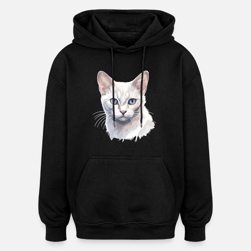 Burmilla Chaton Burmilla Chat - Sweat à capuche oversize unisexe - noir