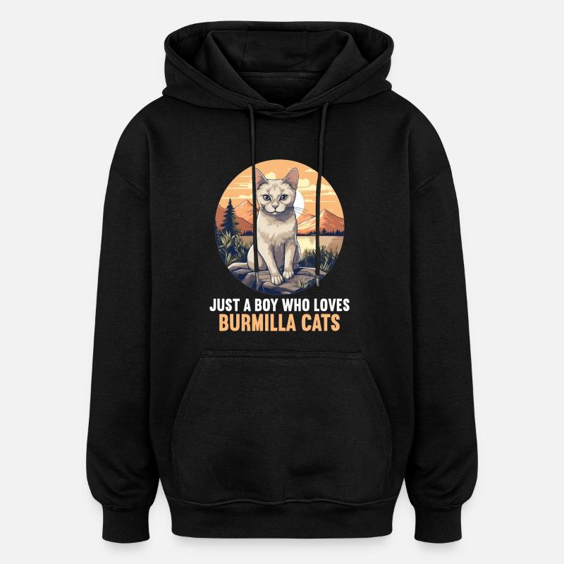 Burmilla Chaton Burmilla Chat - Sweat à capuche oversize unisexe - noir